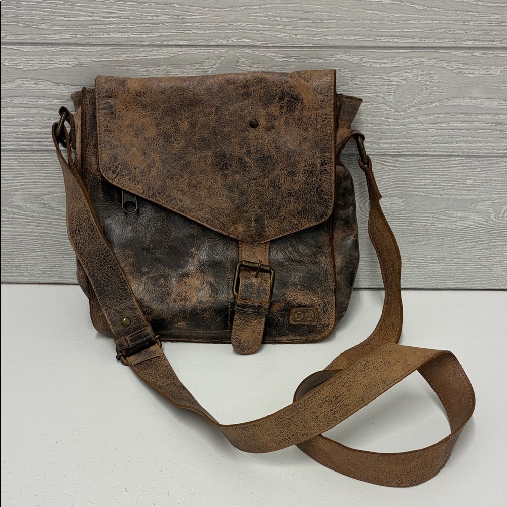 Bed Stu Distressed Brown Messenger Crossbody Bag